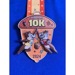 2024 Walt Disney World 10K Marathon Medal Pin w/ Ribbon Chip and Dale RunDisney